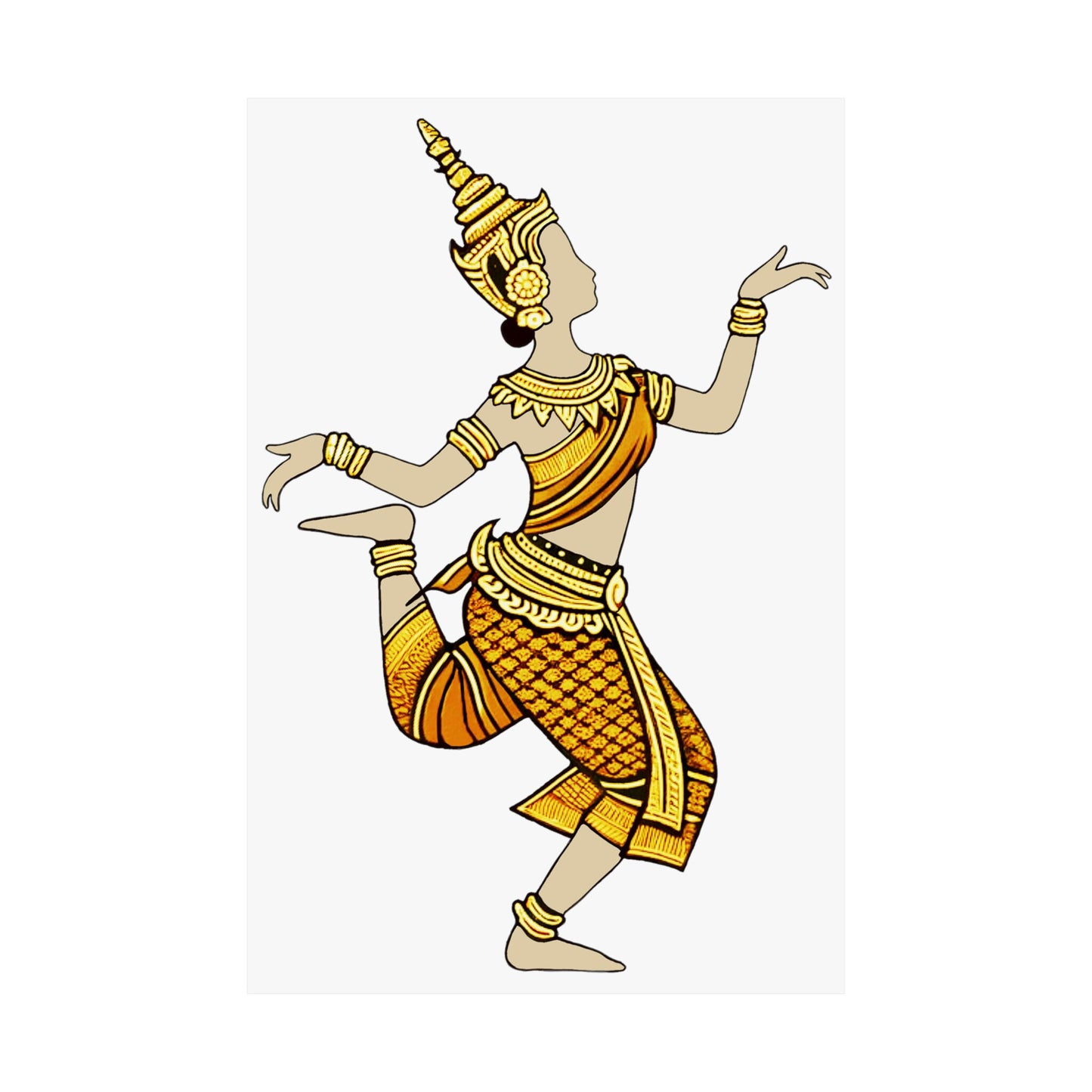Matte Poster - Cambodian Apsara Dancer Print - Traditional Modern Khmer Art on Matte Poster