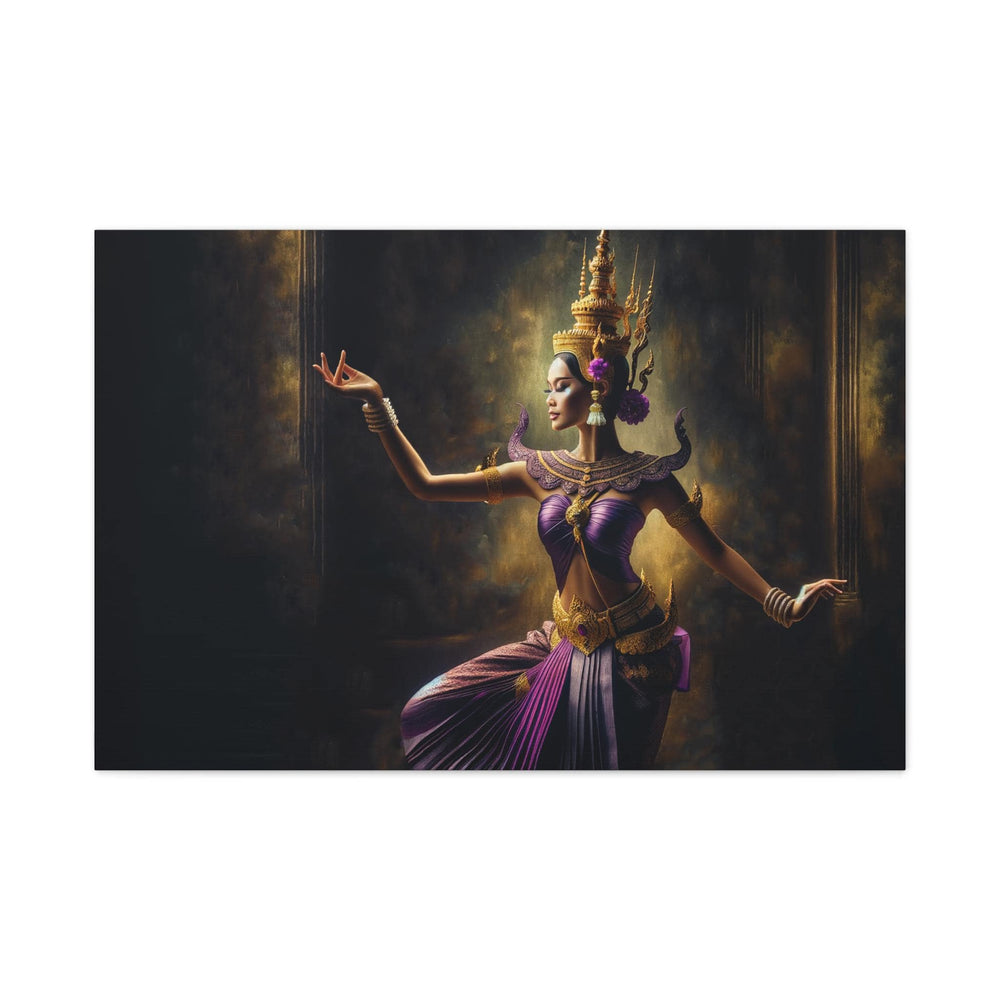 Purple and Gold Apsara Dancer Canvas Wall Art, Cambodian Khmer Gallery Print, 2 Sizes