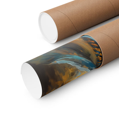 Blue & Gold Apsara Dancer Matte Poster — Vertical — product view 4
