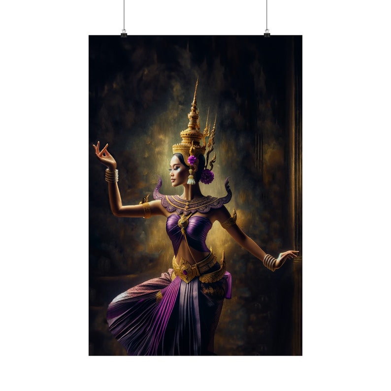 Purple & Gold Apsara Dancer Matte Poster — Design 2 — photo 1