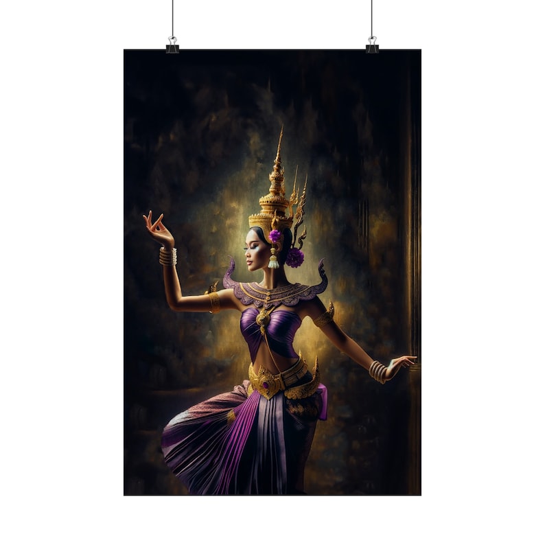 Purple & Gold Apsara Dancer Matte Poster — Design 2 — photo 2