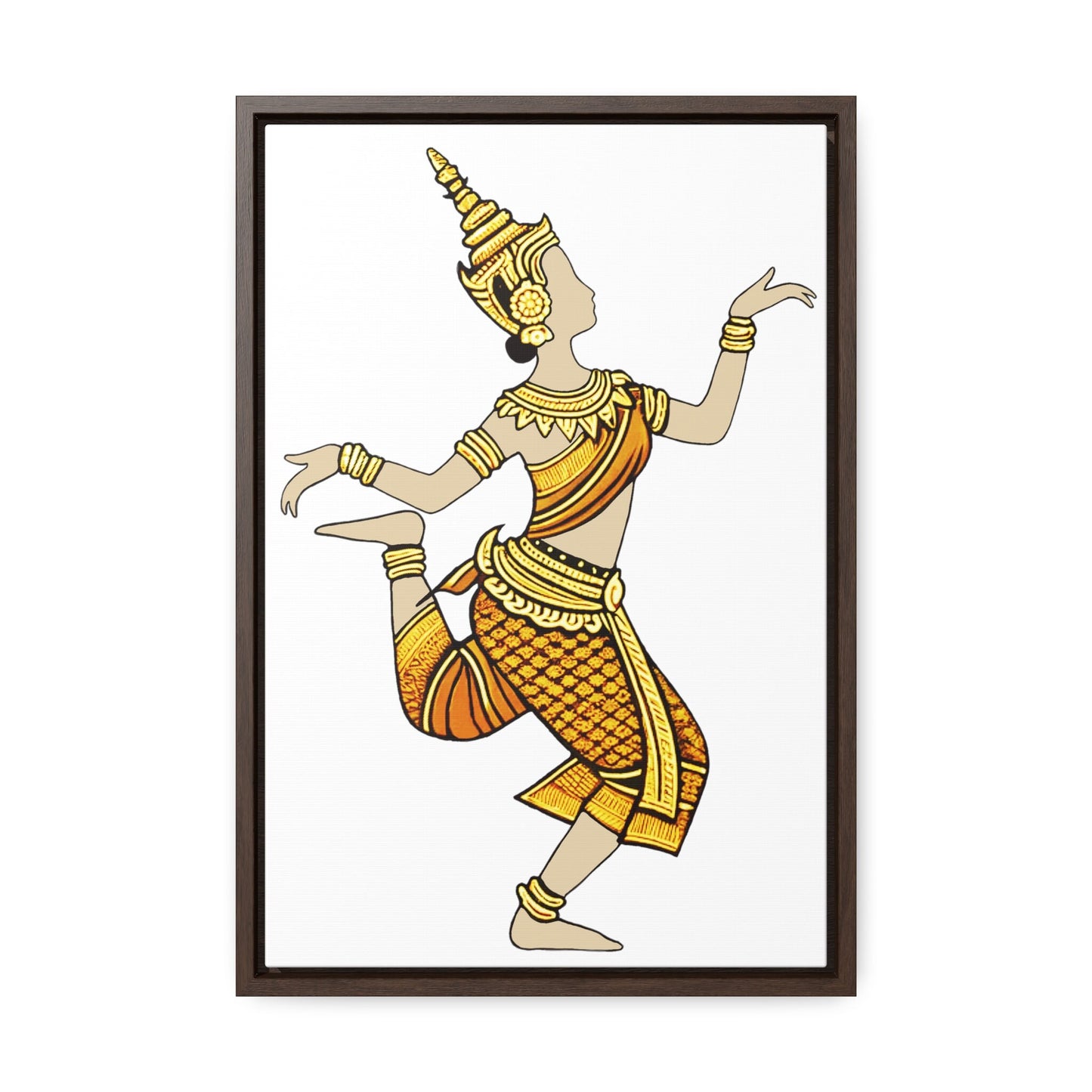 Framed Canvas - Cambodian Apsara Dancer Print - Traditional Modern Khmer Art on Canvas