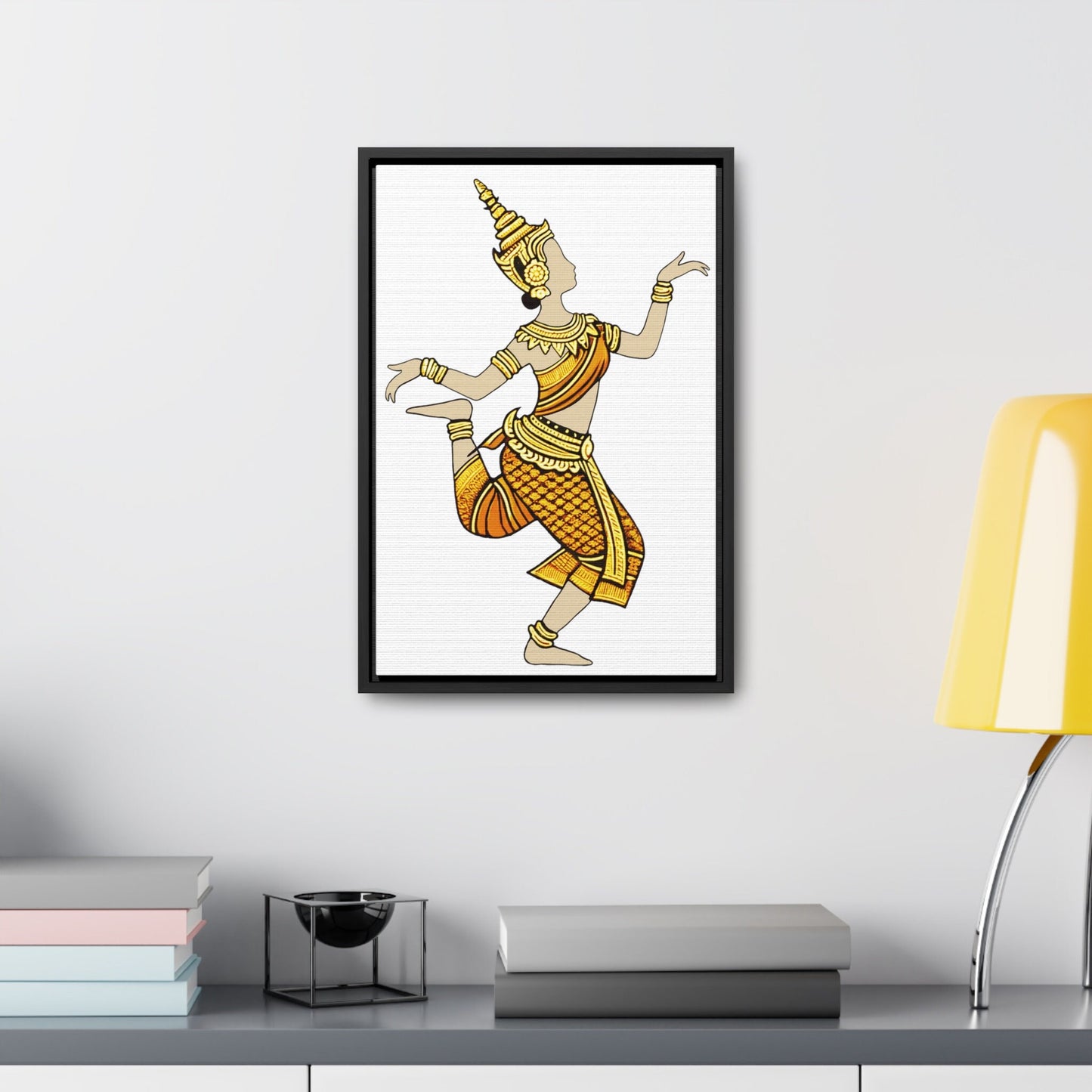 Framed Canvas - Cambodian Apsara Dancer Print - Traditional Modern Khmer Art on Canvas