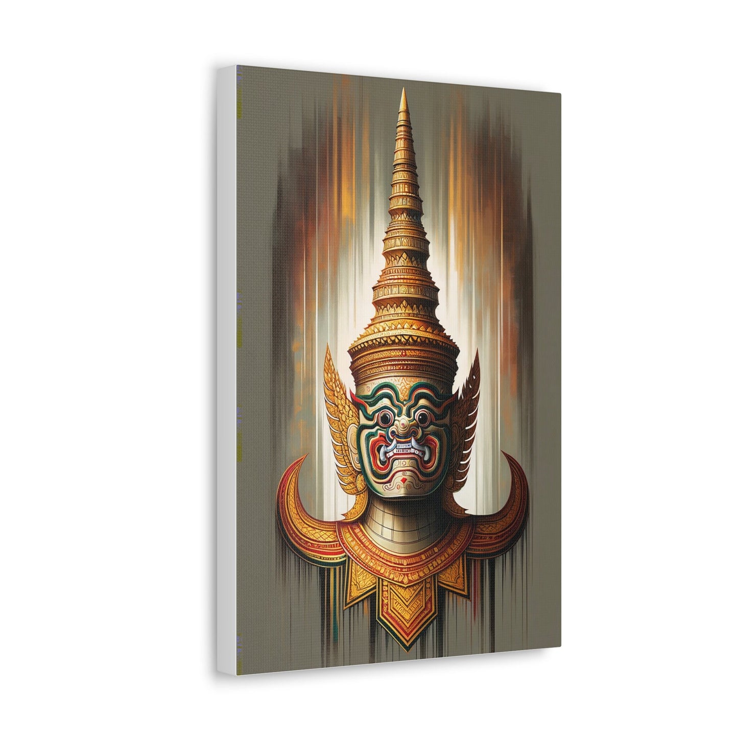 Canvas - Cambodian Yaksa Rama Sura Painting - Traditional Modern Khmer Art on Canvas - Elegant Gallery Wrapped Wall Decor