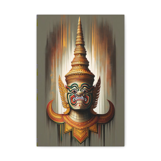 Canvas - Cambodian Yaksa Rama Sura Painting - Traditional Modern Khmer Art on Canvas - Elegant Gallery Wrapped Wall Decor