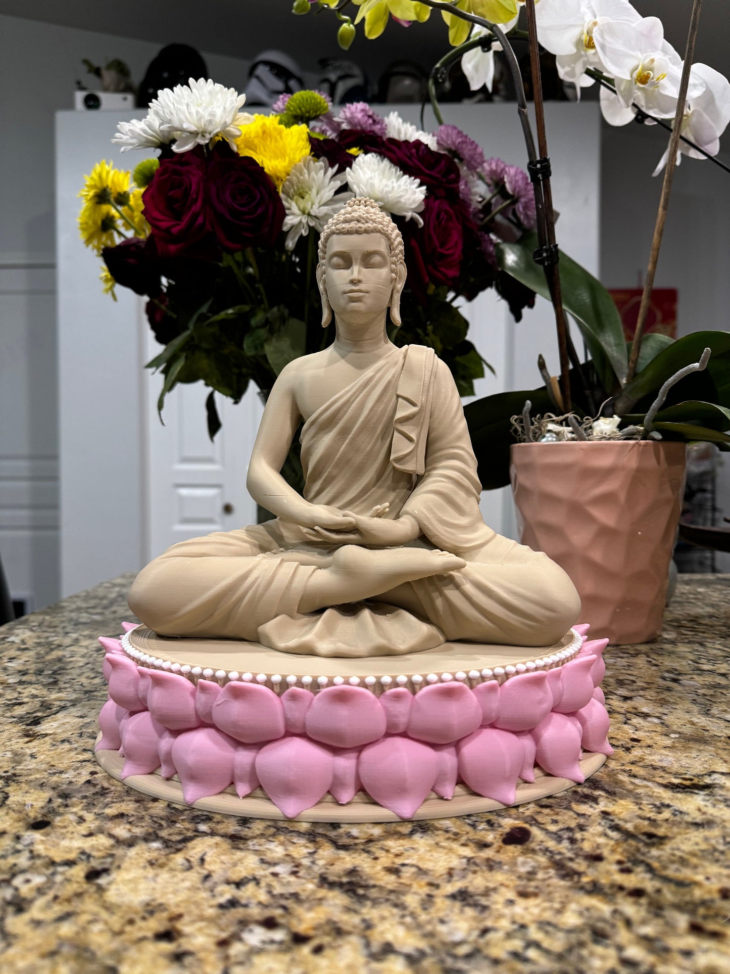 Meditation Buddha Statue - 3D Printed Buddha Figurine for Serenity and Mindfulness - Peaceful Decor in Various Finishes with Optional Base