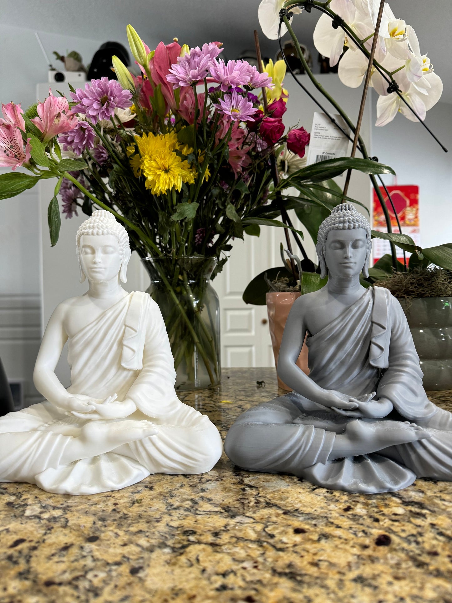 Meditation Buddha Statue - 3D Printed Buddha Figurine for Serenity and Mindfulness - Peaceful Decor in Various Finishes with Optional Base