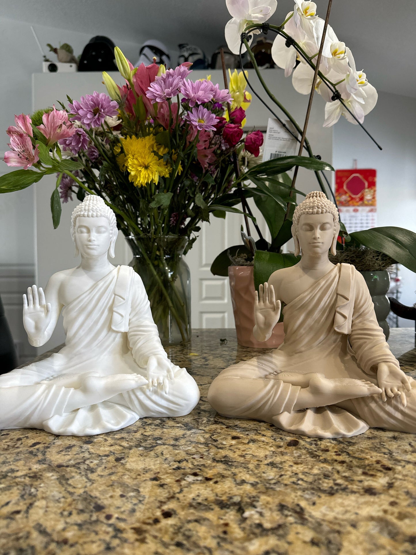 Protection Buddha Statue - 3D Printed Overcoming Fear Buddha Figurine - Courageous Decor in Various Finishes