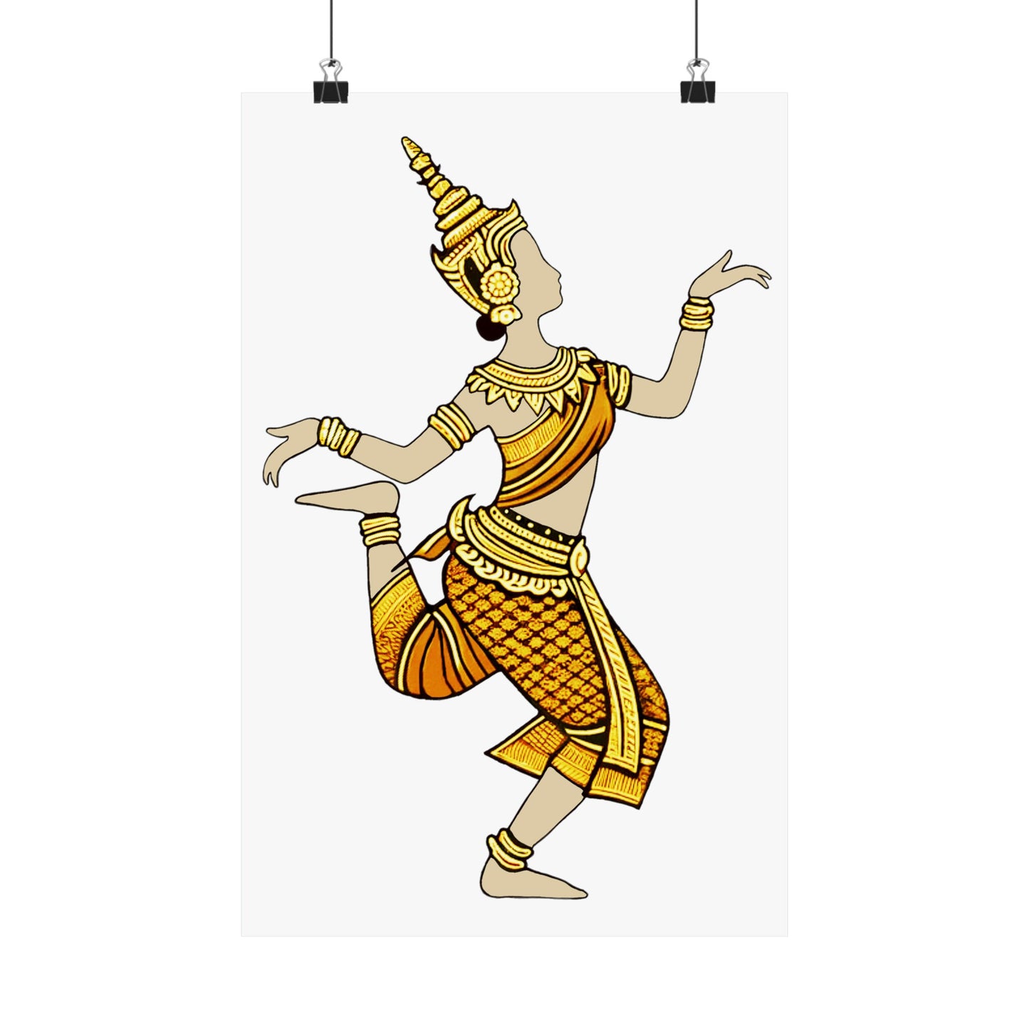 Matte Poster - Cambodian Apsara Dancer Print - Traditional Modern Khmer Art on Matte Poster