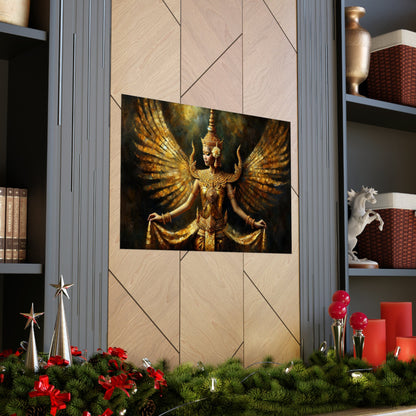 Gold-Winged Apsara Dancer Matte Poster — Horizontal — product view 5