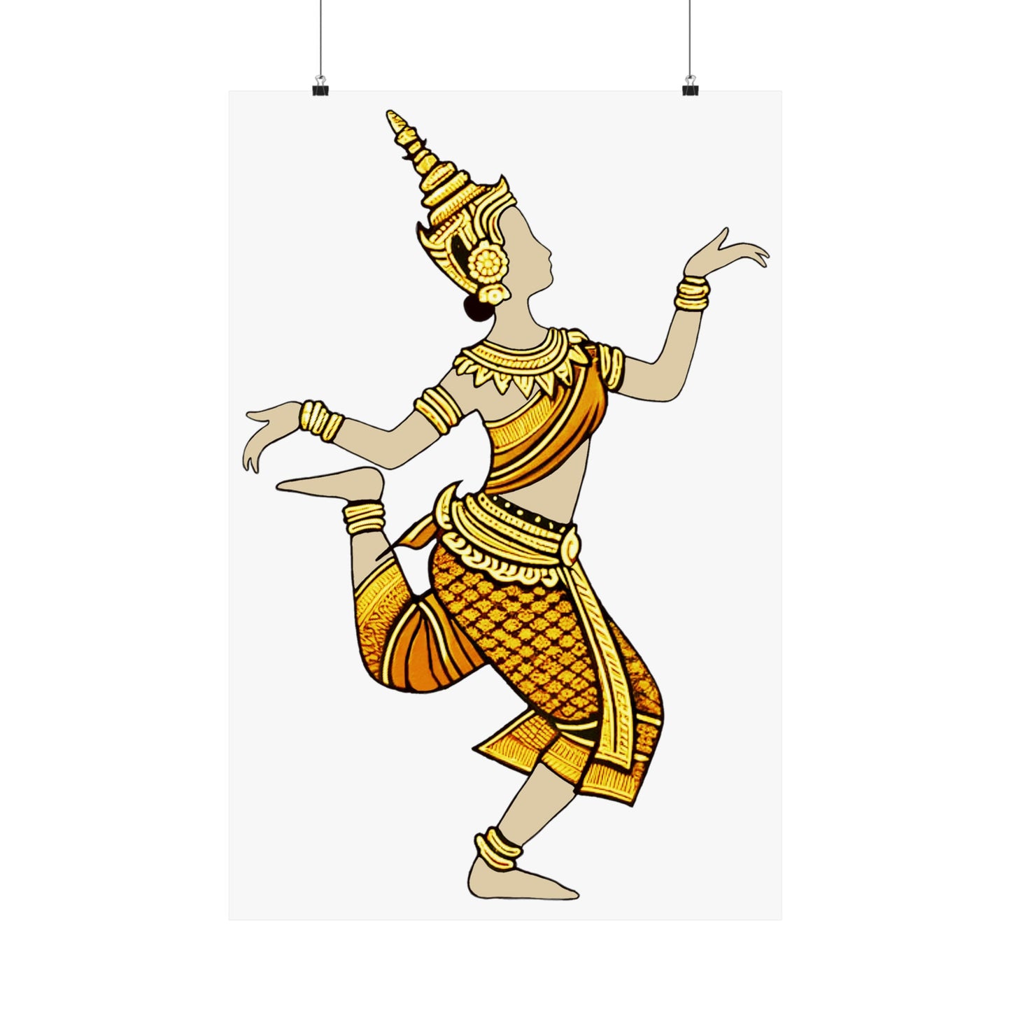 Matte Poster - Cambodian Apsara Dancer Print - Traditional Modern Khmer Art on Matte Poster