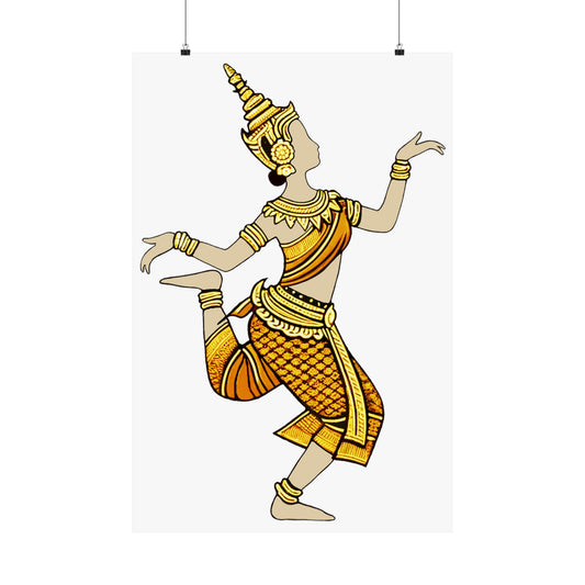 Matte Poster - Cambodian Apsara Dancer Print - Traditional Modern Khmer Art on Matte Poster